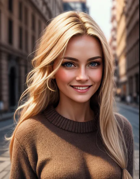 Masterpiece, absurdres,HDR ,highly detailed face,smiling, beautiful nod_woman, a woman with long blonde hair and a black sweater ,perfect nod_body,perfect nod_face,