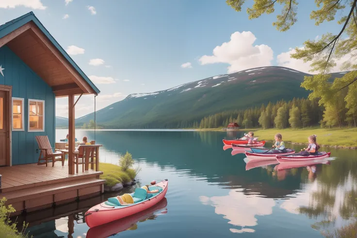 Year: 2020
Country: Sweden
Description: In a quaint lakeside cabin in Dalarna, a family enjoys a summer retreat. Tweens and teenagers paddle on a tranquil lake in pastel-colored kayaks, while their parents relax on the cabins porch, sipping lingonberry-inf...