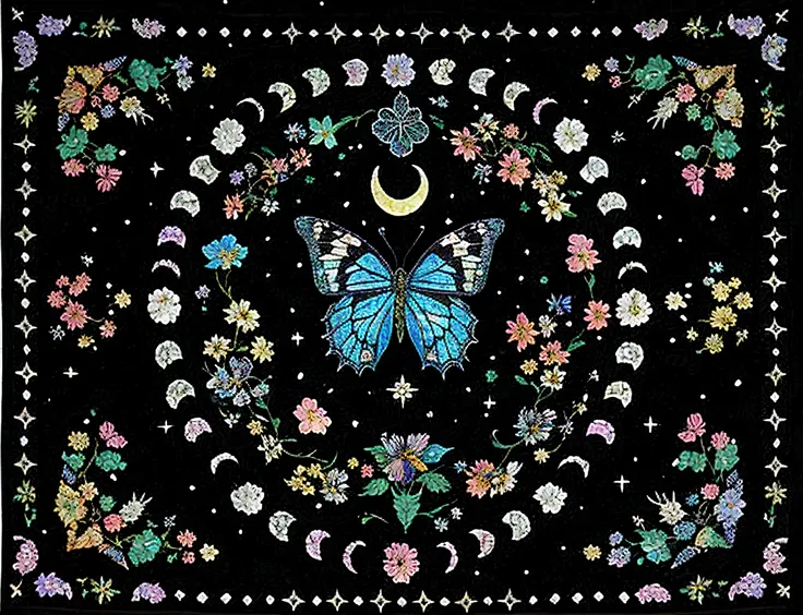 Close-up of quilt with butterflies and flowers, author：Morgan Russell, ✨🕌🌙, author：Laura Wheeler Wallin, author：Jesse Alexandra , Wearing psychedelic witchcraft, author：Li Tingting, Mystical aesthetic alchemy, author：Carey Morris, author：Judith Brown, intr...