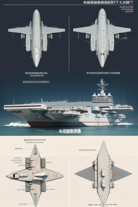 Diagram of the structure of the aircraft carrier，Internal distribution、equipment，Parking platform: various combat aircraft