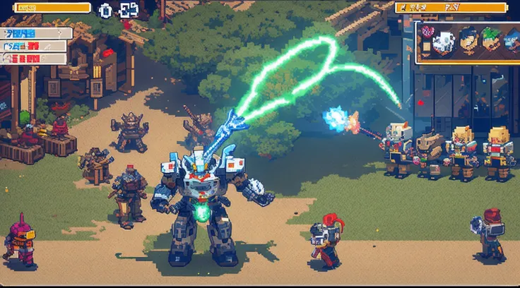 pixel game，character  design，super mecha，All kinds of artillery， Pixel art #pixelart