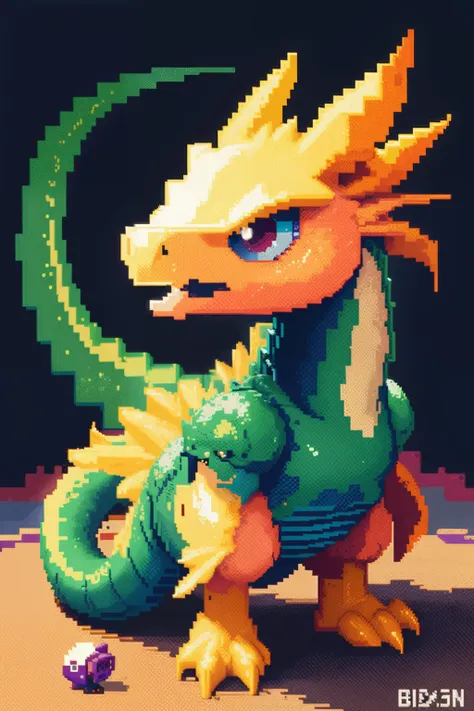 Close-up of pixel image of dragon, Dragon pixel art, 1 0 0 0 x 1 0 0 0 pixel art, pixel art sprite, videogame sprite, high quality pixel art, Pixel art vintage Digimon bitmap, For red and blue Digimon, Pixel uh, 32-bit pixel art, vintage art, pixel art 8 -...