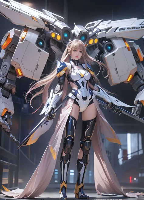 top-quality、tmasterpiece、超A high resolution、Arad woman in a futuristic suit with wings and sword, girl in mecha cyber armor, cyberpunk anime girl mech, anime robotic mixed with organic, Mechanized Valkyrie girl, perfect anime cyborg woman, Cute cyborg girl...