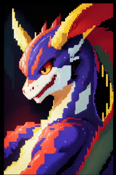 Close-up of pixel image of dragon, Dragon pixel art, 1 0 0 0 x 1 0 0 0 pixel art, pixel art sprite, videogame sprite, high quality pixel art, Pixel art vintage Digimon bitmap, For red and blue Digimon, Pixel uh, 32-bit pixel art, vintage art, pixel art 8 -...