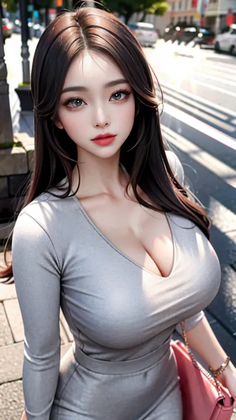 RAW, 1girl, solo, colorful, (masterpiece, best quality:1.3), (absurdres:1.3),   walking, holding Luxury handbag,  
(detailed skin:1.3, detailed face:1.3), from above,  looking at viewer, 
sharp focus, delicate, (korean beauty, korean mixed:1.3), (mature fe...