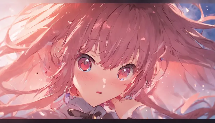 streaked hair, hime cut, bangs, hair strand, comb over, flower on head, mole under eye, gradient eyes,  blush, yandere, excited, anime style, god rays, first-person view, textured skin, high quality, 8k, masterpiece, super detail, high details, award winni...