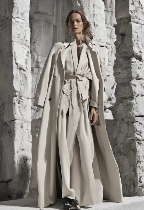 Autumn and winter catwalks，Classic black and white lettering，Check，Patterned coat，Loose coat，Beige shirt with grey turtleneck，Chiffon ruffled gray sequin maxi dress，flowing shimmering fabrics，Gray top with wide-leg trousers，Subtle earth tones，Inspired by R...