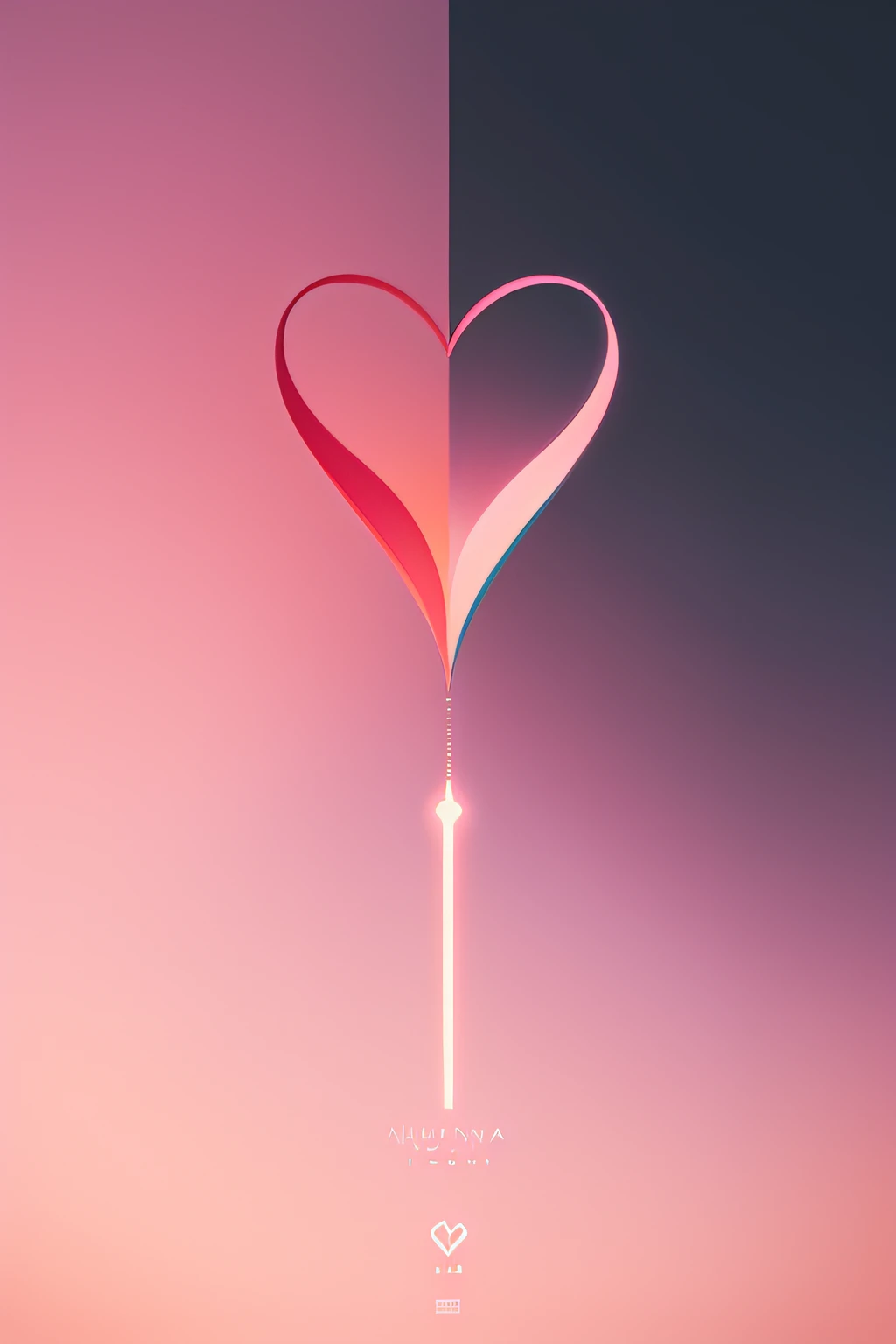 With a gradient pink heart close-up containing information, NUOLANTA album art inspired by Tumblr, Minimalism, Logo art, promo art, without text, Portrait image, Official artwork, Album art, promotional artwork, album covers, album covers, Mulatto, album c...