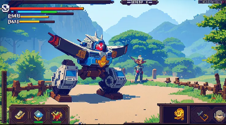 pixel game，character  design，super mecha，All kinds of artillery， Pixel art #pixelart