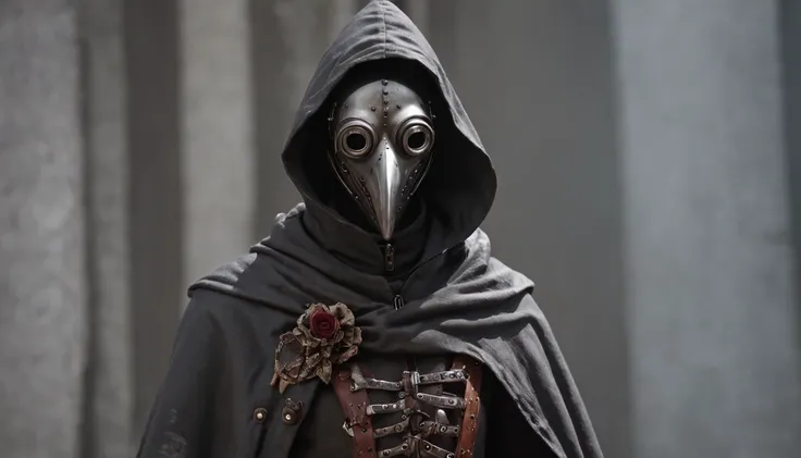 In a post-apocalyptic world ravaged by an unknown disease, a mysterious and compassionate anime-style plague doctor emerges to treat the afflicted. The plague doctor, adorned in a beautifully detailed, steampunk-inspired mask and cloak, possesses advanced ...