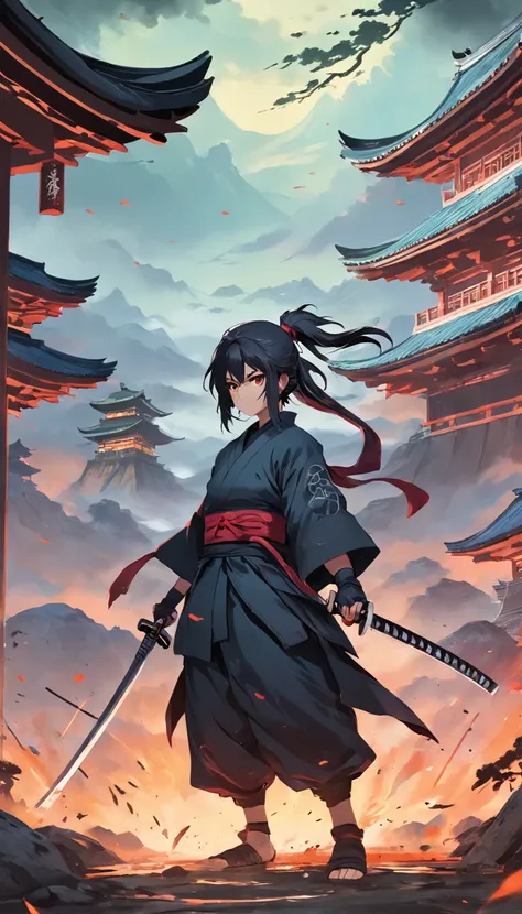 Tartaruga ninja the last Ronin , Scenario with destruction , oriental style setting , imagens sem deformidades , olhar fixo , melhor qualidade em tudo , obra prima