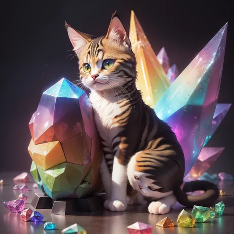 cute rainbow cat , anime , cute anime, crystal anime, japanese anime