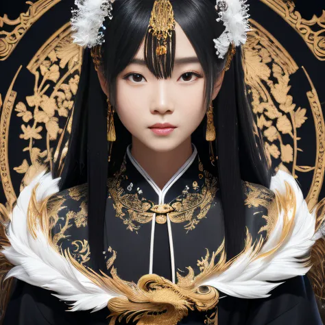 32k（tmasterpiece，k hd，hyper hd，32k）flowing long black hair，tongzhou maid ，black and white dragon protector （realisticlying：1.4），...