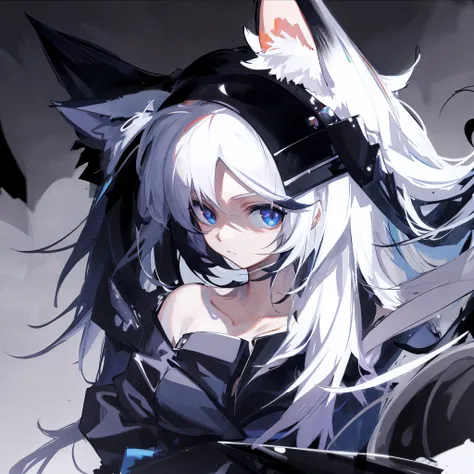 Anime girl with blue eyes and black cat ears, From the night of the ark, arknight, style of anime4 K, anime girl with cat ears, trending on artstation pixiv, Anime art wallpaper 8 K, beautiful anime catgirl, Detailed digital anime art, Detailed key anime a...