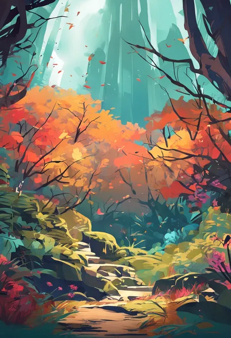 Draw an illustration of a forest where you feel spiritual power。tree々radiates calm energy、Please express the scene of sunlight shining softly。This illustration is、Viewers々Aim to have an atmosphere that brings peace or healing to。Every time I see it, my min...