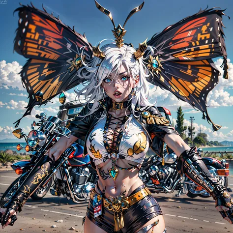 Masterpiece epic sunlight backlight Goddess Beach beholder outdoor urban mounted motorcycle, Suncraft Artificier hearth sundrop "GhostRider" ninja "Armada" contre-jours moto "Heavy Metal" Devastating Will-o-the-wisp iota pixie sprite luminescence war battl...