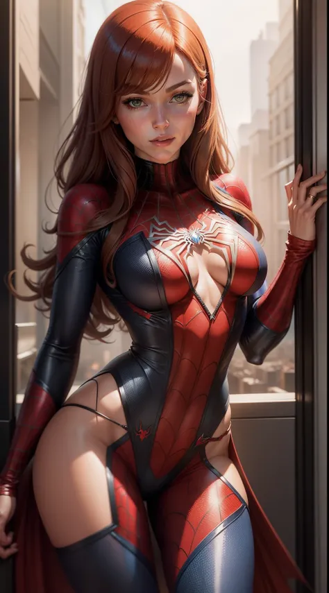 Mary Jane Watso with a sexy spiderwoman costume