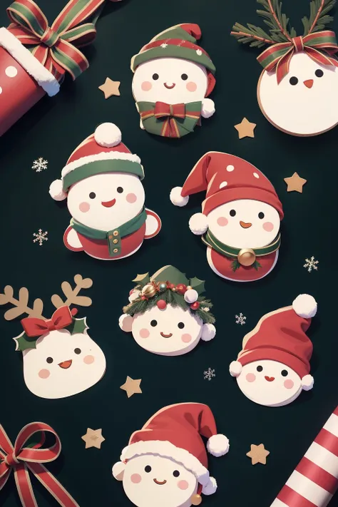 create 10 different christmas stickers illustrations