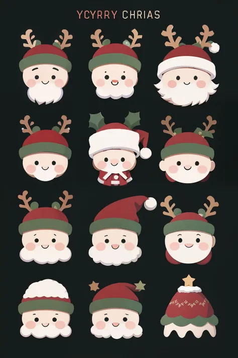 create 10 different christmas stickers illustrations