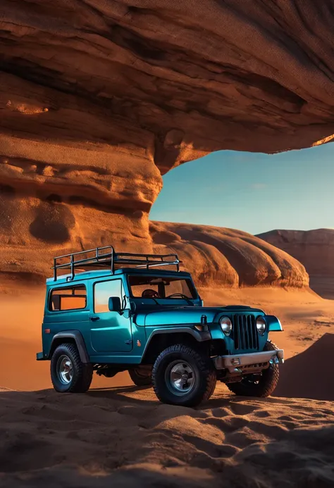 SUV, On the beach, Old Jeep Wiley style, Panoramic roof,