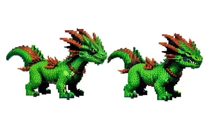 鸟山明风格，Flat pixel games《dragon quest》，Game monster design，（a Oriental Dragons：1.4），Full body like，16-bit pixels