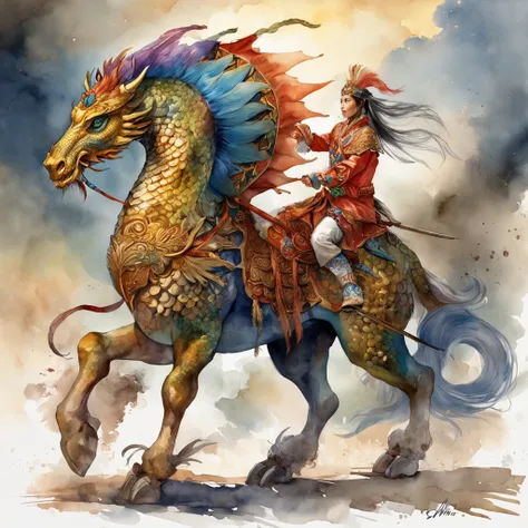 ighly detailed, ​masterpiece, fantastic quality, Ultra-high-definition CG images, Perfect litthing, realistic shadow, magnificent scene, A creature mixed with Chinese dragons and horses,dramatic sky, vivd colour.