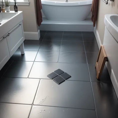 slate floor bathroom with Grouting the Tiles