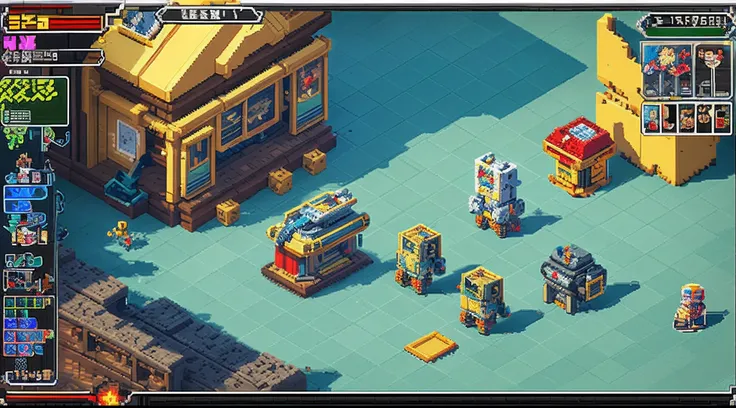 pixel game，character  design，super mecha，All kinds of artillery， Pixel art #pixelart