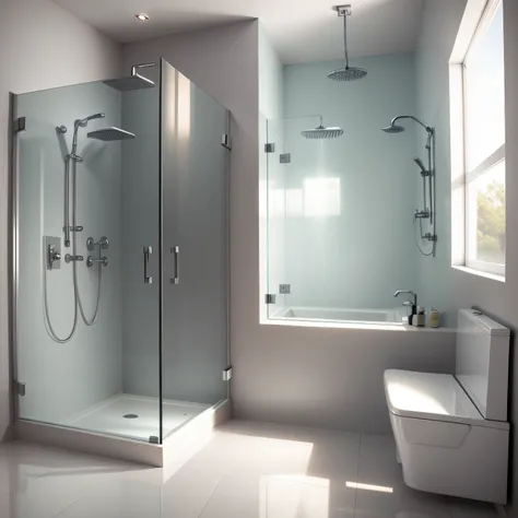 Modern Shower bathroom with  Seating