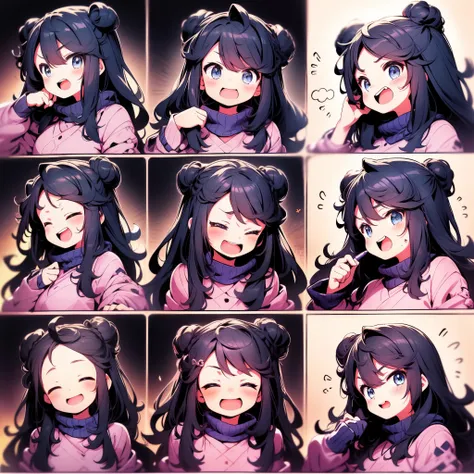 1 cute girl，9 tables，9 poses and expressions，different emotions，10