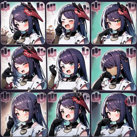 1 Cute Girl，9 tables，9 poses and expressions，Different emotions，10