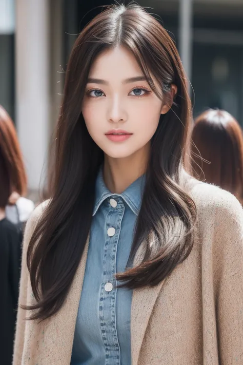 ulzang-6500-v1.1, (RAW photo:1.2), (Photorealistic:1.4), Beautiful detailed girl, Very detailed eyes and face, Beautiful detailed eyes, Super detailed, high resolution, Very detailed, Best quality, Masterpiece,Street moments are moments that capture trends...