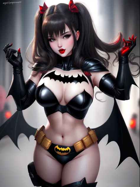 Batman sexy girl, remove mass, red colour lips, white Bal,