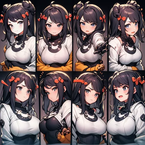 1 cute girl，9 tables，9 poses and expressions，different emotions，10