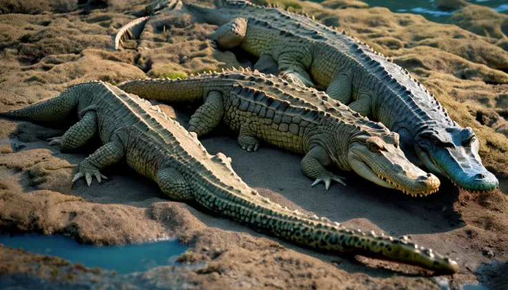 many saltwater crocodiles near ocean islands