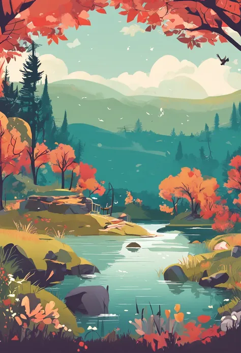 pronpt: 「Stability and harmony of nature」
Draw tranquil forest or lakeside landscapes with illustrations。Imagine a scene that expresses the harmony and stability of nature。