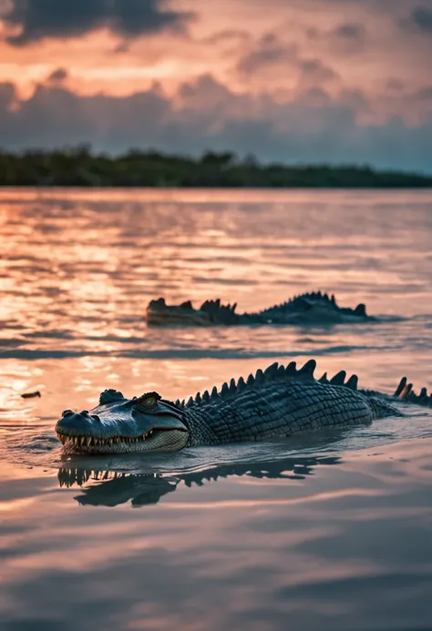 many saltwater crocodiles near ocean islands