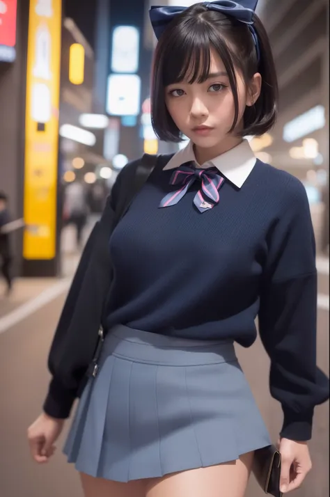 (8k, RAW photo, best quality, masterpiece:1.3),(realistic,photo-realistic:1.37),(night),(looking at viewer:1.331),(black hair),posing,Tokyo street,nightcityscape, cyberpunk city,soft light,1girl,extremely beautiful face,bust,put down hands,Random hairstyle...