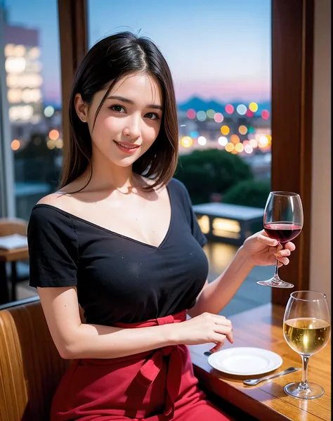 (64K, UHD, top quality, masterpiece: 1.2), (realistic, photorealistic: 1.37), super detailed, pretty woman 1 person, (slim face), (slim body), (brown hair), (short cut), cheeks slightly blushing, (44 years old), 38 years old, solo, beautiful detailed urban...