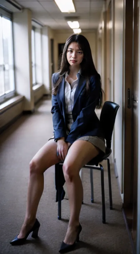 (Medium_shot:1.2), Best Quality, (8K, Raw photo, high angle full body shot,longshot,masutepiece:1.2), (Realistic, Photorealsitic:1.4), Realistic lighting,(1girl in),Japan High School Miniskirt Uniform,Long straight hair,((thighs thighs thighs thighs,groin)...