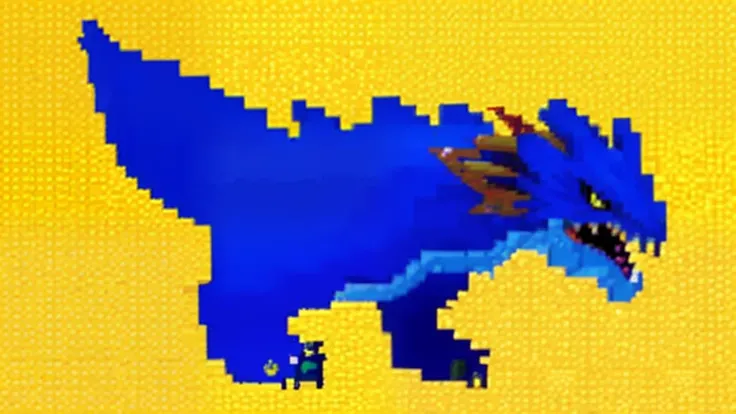 鸟山明风格，Flat pixel games《dragon quest》，Game monster design，（a Oriental Dragons：1.4），Full body like，16-bit pixels