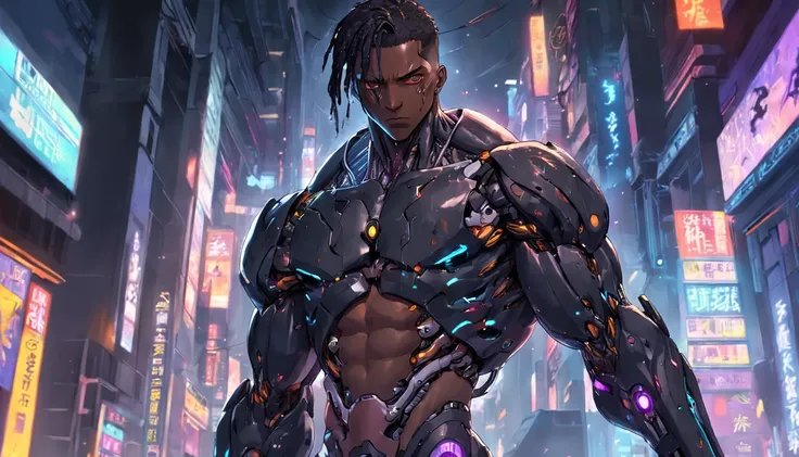 dark male cyborg cyberpunk