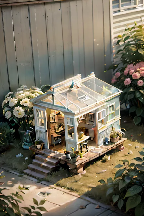 Miniature house，Transparent structure，Garden theme