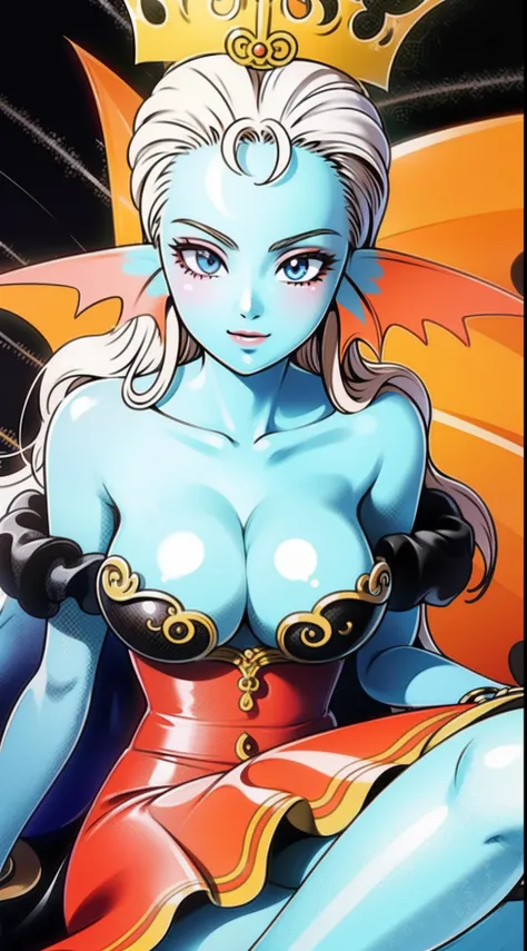 8K,high quality,anime,married woman,beautiful,clean,bright,highlights in eyes,sexy,super big tits,oversized boobs,erotic,nude,beautiful line drawing. Blue skin, well drawn ears, blue and orange gradient fins, spread legs, spread crotch, nude, nothing on, b...