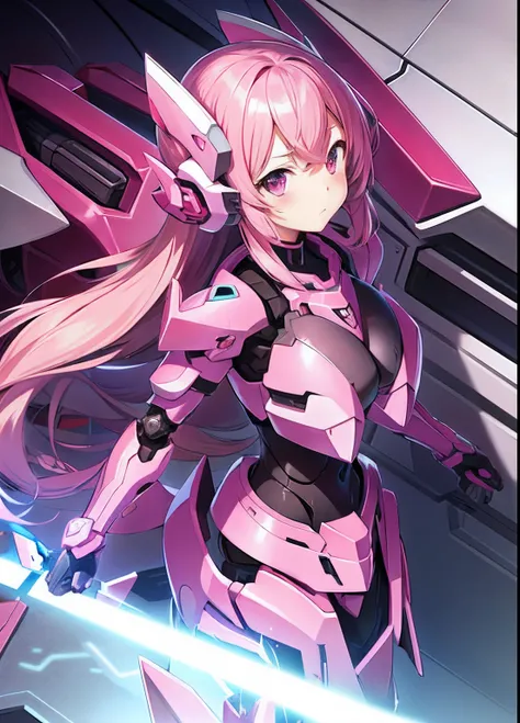 Pink, girly, armored mech, mechanical, highly armored, cute, cinematic wallpaper, 8k symmetrical, kawaii, bow