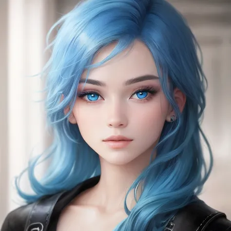 Blue hair, blue eyes, blue skin