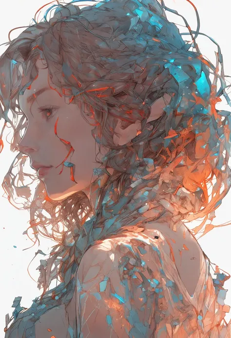 mulher ruiva bonita, shoulder length messy hair, corpo inteiro, Menina bonita do estilo do waifu do anime, pintura hiperdetalhada, Luminismo, arte por Carne Griffiths e Wadim Kashin arte conceitual, 4k resolution, fractal isometrics details bioluminescence...