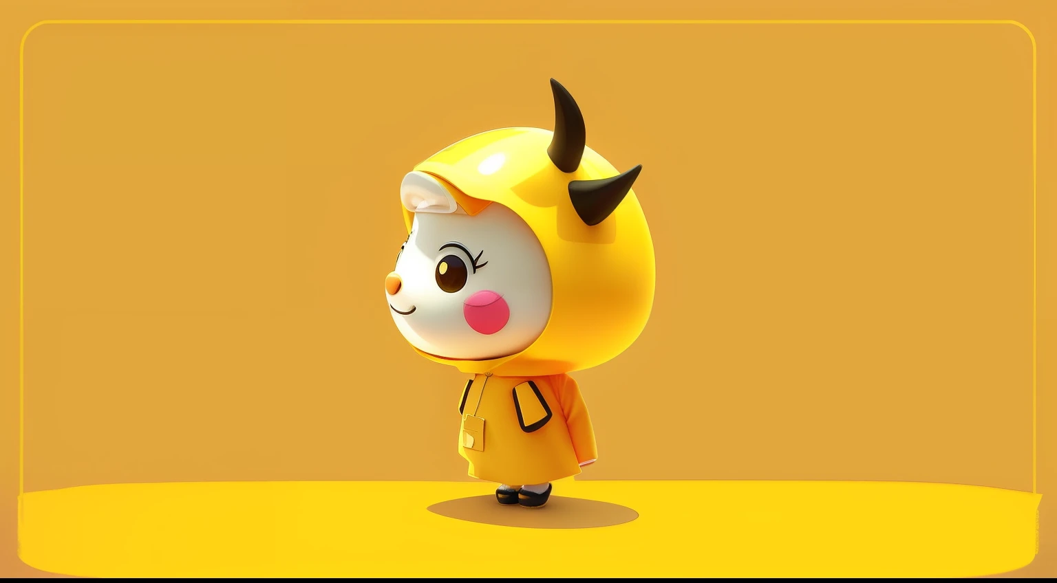 A cartoon character of a little girl in a yellow raincoat, a cow, japanese mascot, cute character, full body mascot, A goat, mascot illustrations, Cute cartoon character, maplestory mouse, an anthropomorphic deer, in a horned helmet, wearing golden cat arm...