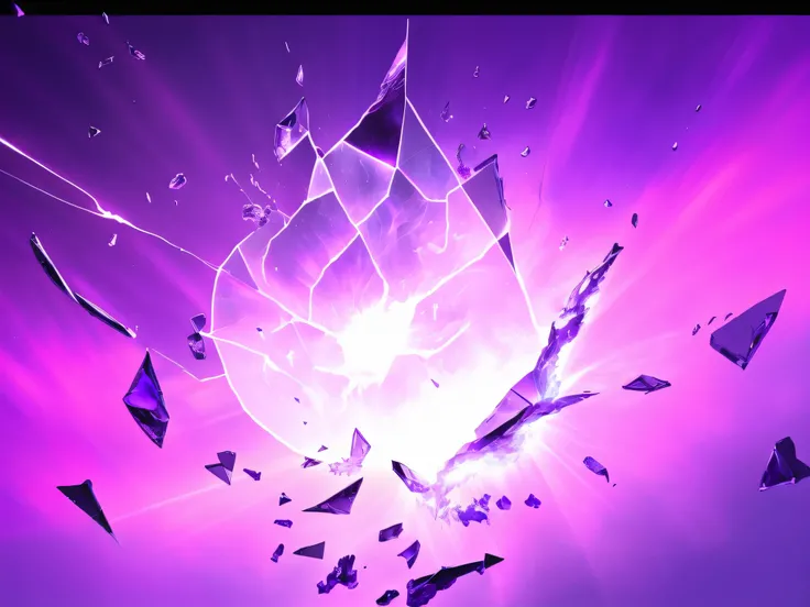 Purple and black background with purple ball and purple and black background, purple shattered paint, Spelling breaks, purple shattered paint!, shattered sky cinematic, Broken glass ( ( rays of sunshine ) ), purple fire around magic arena, crush, profile p...