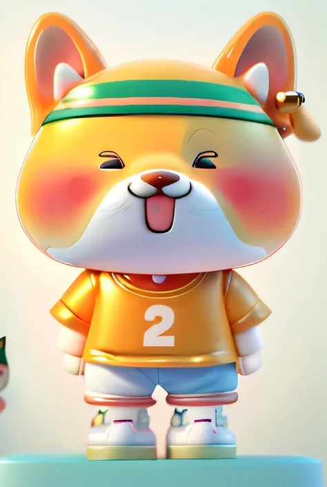 Cartoon cat with suit, Anthropomorphic Shiba Inu, shiba inu face, Shiba dog，Bubble Mart，Does not change the color of the dog，white clean background，adolable，blindbox，Exquisite facial features